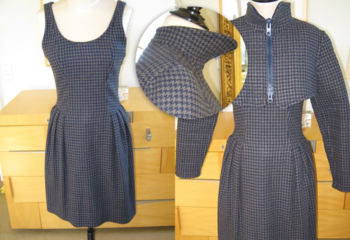 Geoffrey Beene grey houndstooth dress with matching bolero