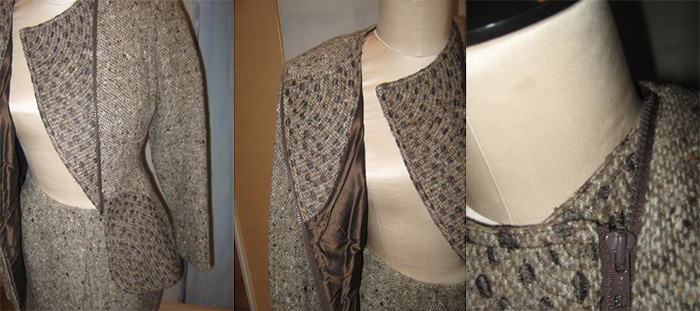 Geoffrey Beene woolen suiting with woven details