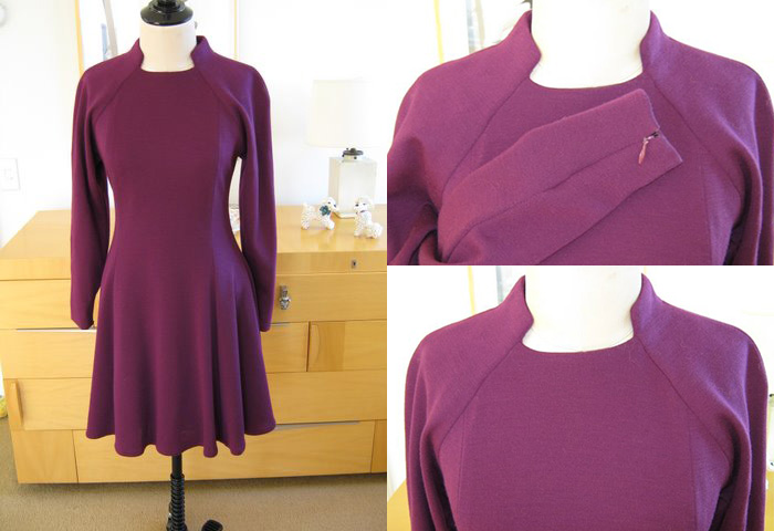 Geoffrey Beene purple wool dress.