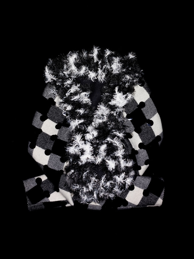 Geoffrey Beene black and white wool buffalo check bolero