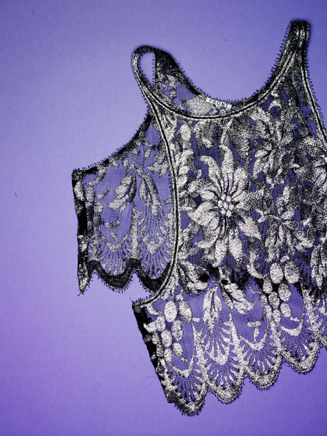 Geoffrey Beene purple lace top.